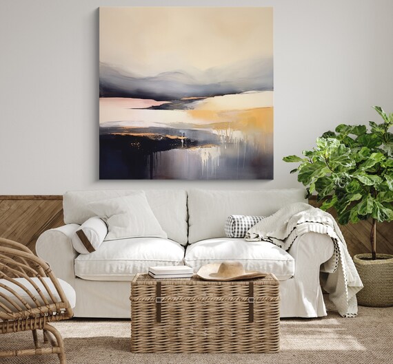 Minimalist Landscape Painting, Contemporary Landscape Art, Abstract Landscape Art Conceptual Landscape Canvas Print, Radiant Natural Views-8