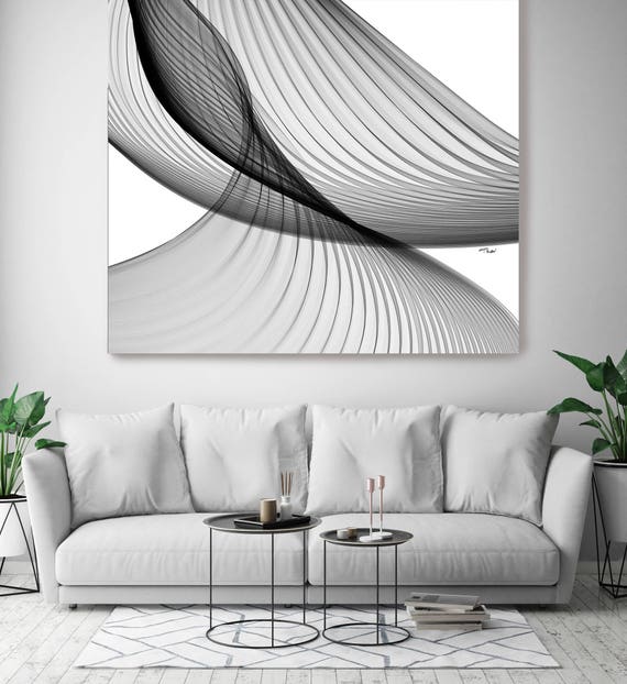 Abstract Black and White 21-49-27. New Media Abstract Black and White Canvas Art Print, Canvas Art Print up to 50" by Irena Orlov