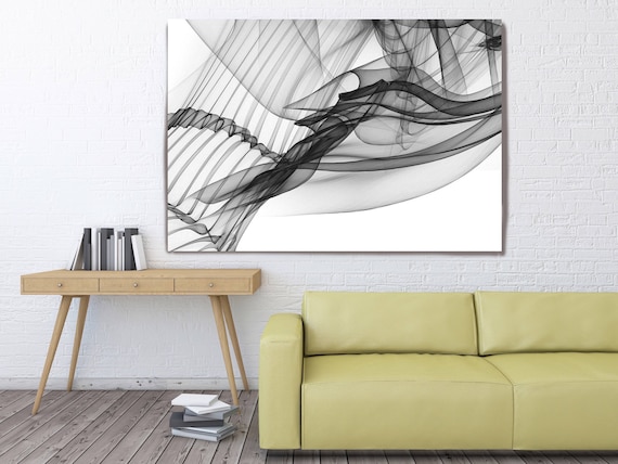 Abstract Black and White 18-26-46. Contemporary Unique Abstract Wall Decor, Large Contemporary Canvas Art Print up to 72" by Irena Orlov