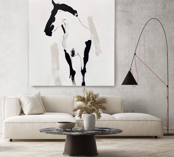 Elegant Equine Lines-19 Canvas Art, Horse Painting, Horse Art, Impressionist Horse Painting Print, Minimalist Horse Canvas Art Print