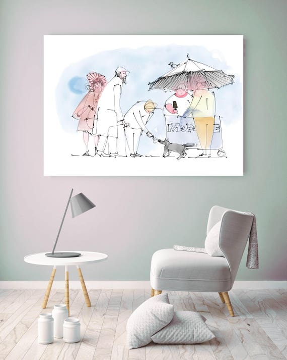 After a long day, Illustration art print. White Large Canvas Art Print, Wall Decor up to 72" by Zeev Orlov