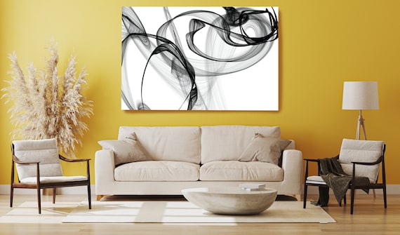 Black and White Wall Art, A Change of World, Home Decor Wall Art Black and White Abstract Canvas Print Brush Stroke Office Art Wall Art