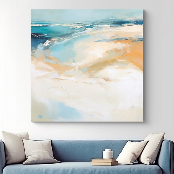 Seashore Abstraction-1 Canvas Print / Coastal Painting Blue/ Modern Art / Beach Art / Abstract Seascape Pinting/ Blue Canvas Print