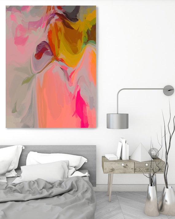 Orange petals 5, Original Art, Abstract, Trending Now, Modern, Contemporary, Irena Orlov, Flow Painting, Large Canvas Print, Coral Abstract