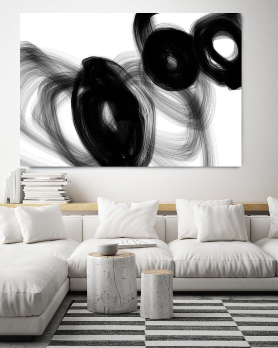 Black and White Art | Abstract Black Art | Abstract Painting | Modern Wall Decor | Neutral Wall Art | Black White Modern Art Canvas Print