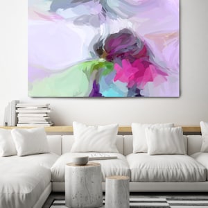 Excuse, Green Pink Abstract Painting, Abstract Green Pink Painting, Abstract Green Canvas Print up to 80" by Irena Orlov