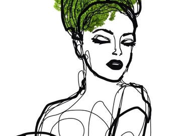 Summer Woman. Figurative Green Contemporary Painting Canvas Print, Extra Large Canvas Art Print up to 48" by Irena Orlov