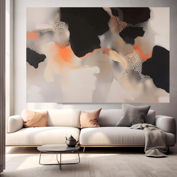 Umber Echoes-13 Contemporary Brown Beige Abstract Painting Print on Canvas, Contemporary Living Room Decor, Office Art, Textured Abstract
