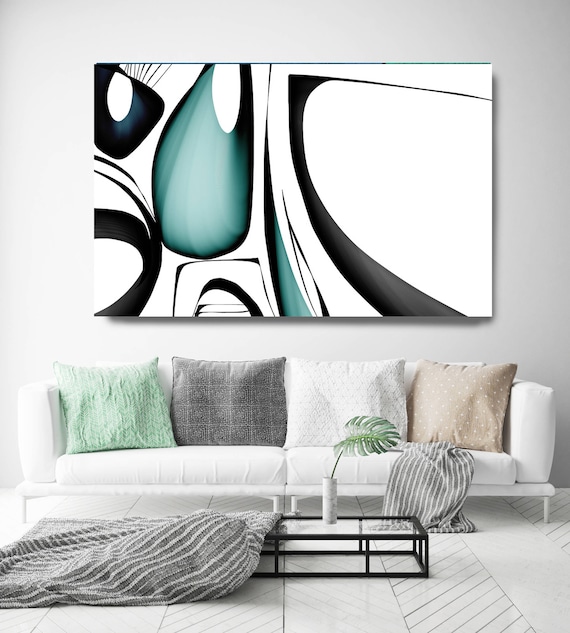 Mid Century Abstract 1-3. Mid-Century Modern Green Black Canvas Art Print, Mid Century Modern Canvas Art Print up to 72" by Irena Orlov