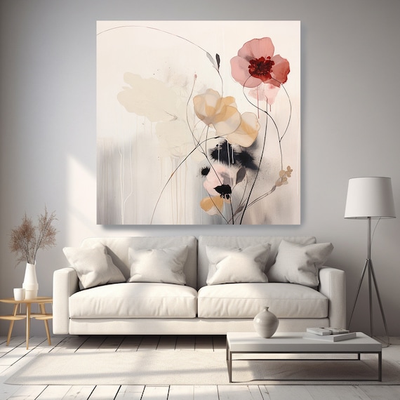 Love in Soft Hues-21, Canvas Print | Abstract Floral Canvas | Muted  Wall Decor | Contemporary Artwork |Floral Canvas Print