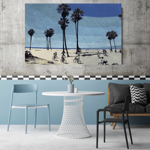 Venice Beach Bike Tour. Extra Large Architectural Canvas Art Print. Rustic Brown URBAN Canvas Art Print up to 72" by Irena Orlov