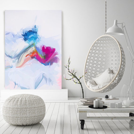 Clarity, Purple Blue Abstract Painting, Abstract Purple Blue Painting, Abstract Green Canvas Print up to 80" by Irena Orlov