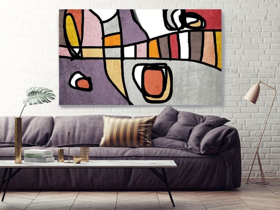 Vibrant Colorful Abstract-0-3-1. Mid-Century Modern Purple Red Canvas Art Print Mid Century Modern Canvas Art Print up to 72" by Irena Orlov