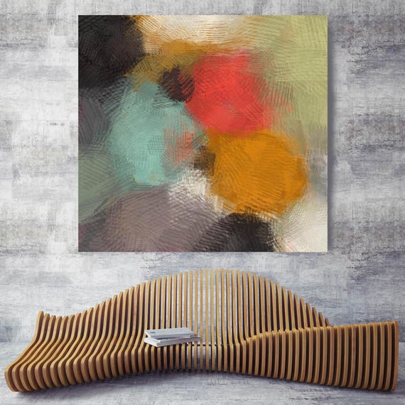 Eco Earth No 11. Geometrical Abstract Art, Wall Decor, Extra Large Abstract Colorful Contemporary Canvas Art Print up to 48" by Irena Orlov