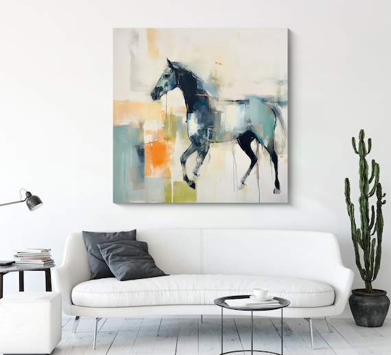 Abstract Horse Expressionism Canvas Art, Horse Painting, Horse Painting, Impressionist Horse Painting Print, Rustic Horse canvas Art