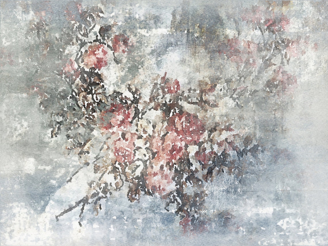 ORL80731 Weich. Florales Gemälde Rosa Grau Abstrakte Kunst Etsy