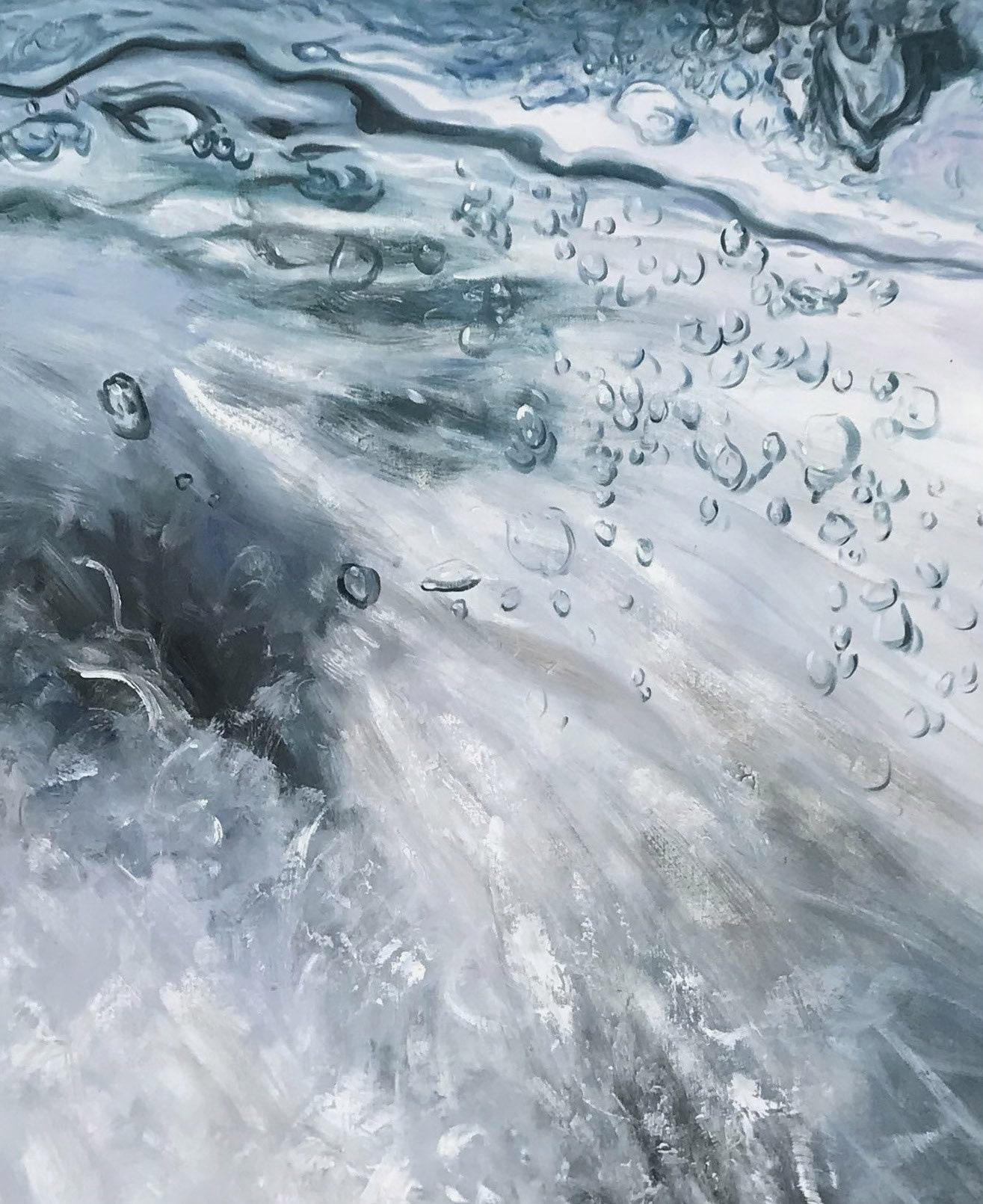 Blue Water Painting on Canvas 72H X 30w Aquatic 2 Etsy UK