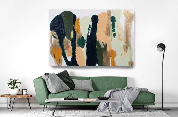 Devotion, Gold Green Flow, Green Gold Abstract Painting  Modern Art Abstract Painting Extra Large Painting Extra Large Abstract Canvas Print