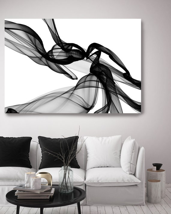 Minimalist Black and White,Large canvas art Black and White Abstract Painting, Abstract Canvas Print, Large Wall Art,  new media art