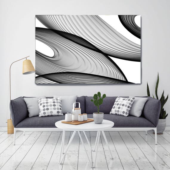 Abstract Black and White 21-43-56. Contemporary Unique Abstract Wall Decor, Large Contemporary Canvas Art Print up to 72" by Irena Orlov