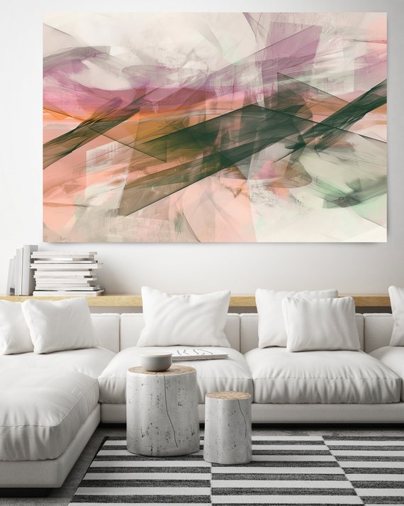 Spring Radiance-19, Pink Abstract Painting Print on Canvas, Abstract Art, Contemporary Living Room Decor, Office Wall Art