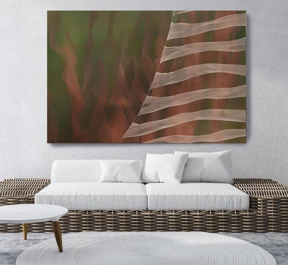 Tawny Tides-8, Green Brown Contemporary Abstract Painting Print on Canvas, Contemporary Living Room Decor, Office Wall Art Textured Abstract