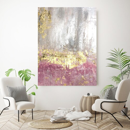 Pink Gold Abstract Canvas Print Abstract Luxury Wall Art Etsy