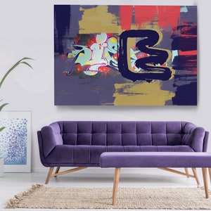 Great Advances, Street Art, Graffiti Wall Art Purple Street Art Painting Print on Canvas, Large Canvas Print, Graffiti Canvas Wall Art