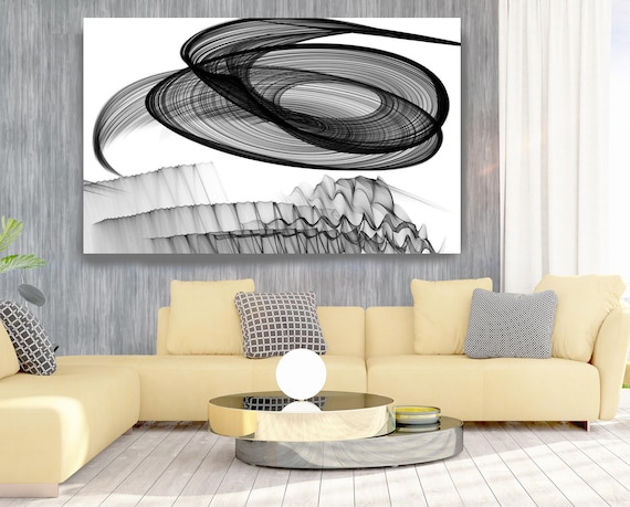 Abstract Black and White 17-25-07. Contemporary Unique Abstract Wall Decor, Large Contemporary Canvas Art Print up to 72" by Irena Orlov