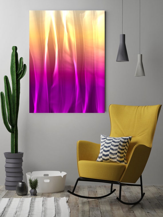 Mysterious Light 6-1, Neon Purple Yellow Contemporary Wall Art, Extra Large New Media Canvas Art Print up to 72" by Irena Orlov