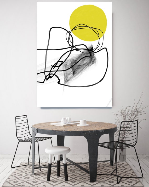 Yellow Illusion Flow Abstract Wall Art Decor Abstract Canvas Print Modern Trendy Wall Art Luxury Abstract Painting, Line Art Minimalist