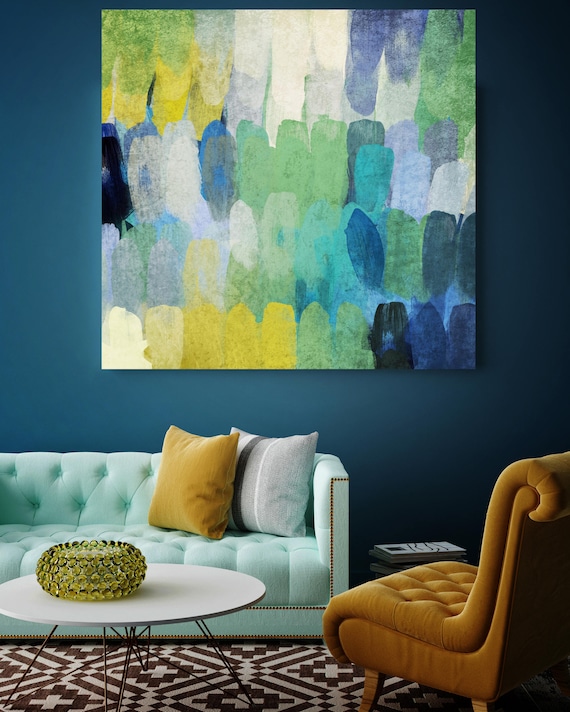 A-135. Green Blue Abstract Canvas Art Print, Green Abstract Canvas Art, Extra Large Abstract Canvas Art up to 72" by Irena Orlov