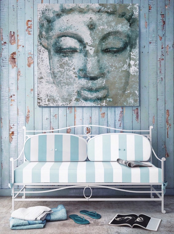 Buddha 4, Inner Peace 1. Large Rustic Blue Buddha Canvas Art Print  up to 48", Large Rustic Buddha Canvas Wall Art Decorby Irena Orlov