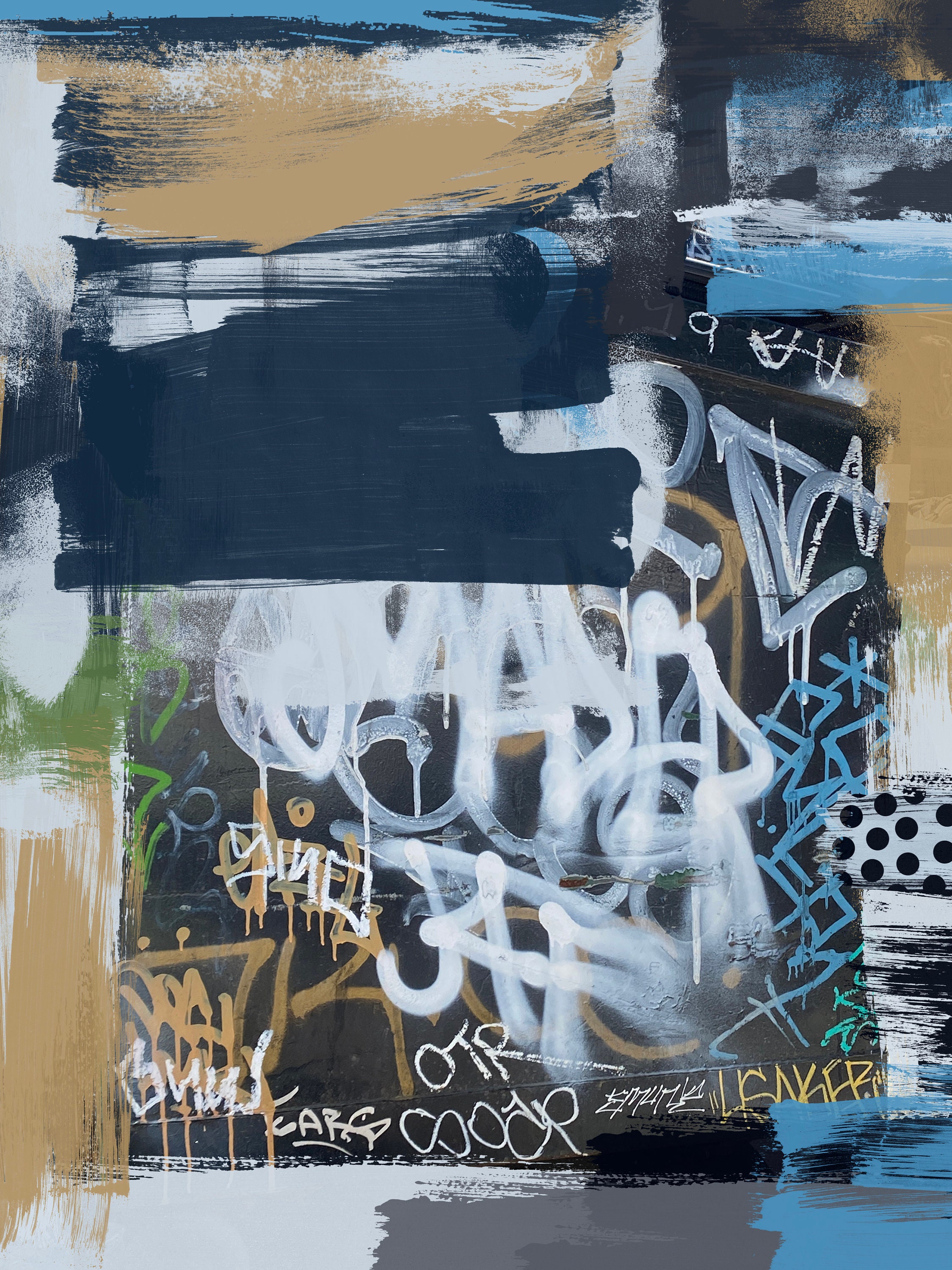 The unifying themes, Street Art, Graffiti Wall Art Blue Street Art