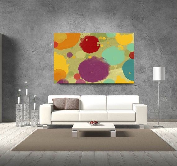 Color Drops 3. Geometrical Abstract Art, Wall Decor, Extra Large Abstract Colorful Contemporary Canvas Art Print up to 72" by Irena Orlov