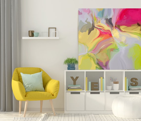 Light Secrets, Art Abstract Print on Canvas up to 50", Yellow Red Abstract Canvas Art Print  by Irena Orlov