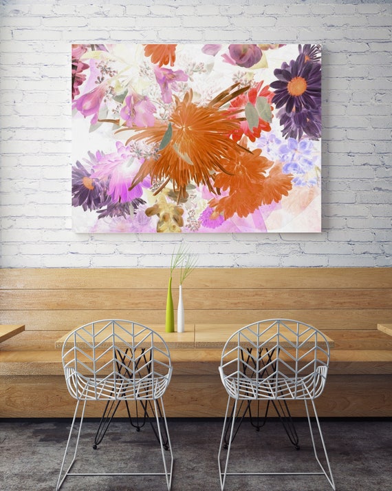 Island Escape. Floral Painting, Pink Orange Purple Floral Art, Abstract Colorful Contemporary Canvas Art Print up to 72" by Irena Orlov