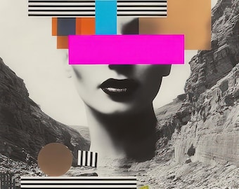 Surreal Portrait Abstract Wall Art | Contemporary Geometric Face Canvas | Colorful Modern Statement Art, Where Thought Becomes Color-2