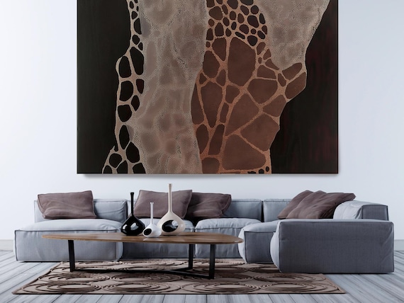 Copper Cascade-3 Contemporary Abstract Painting Print on Canvas, Contemporary Living Room Decor, Office Wall Art, Textured Abstract