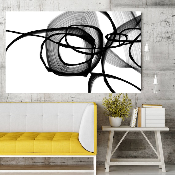 Abstract Expressionism in Black And White 21, Contemporary Abstract Wall Decor, Large Contemporary Canvas Art Print up to 72" by Irena Orlov