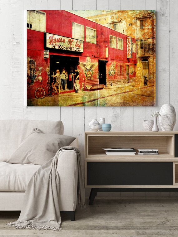 Venice on a Weekend day. Extra Large Architectural Cityscape Canvas Art Print. Rustic Brown URBAN Canvas Art Print up to 72" by Irena Orlov