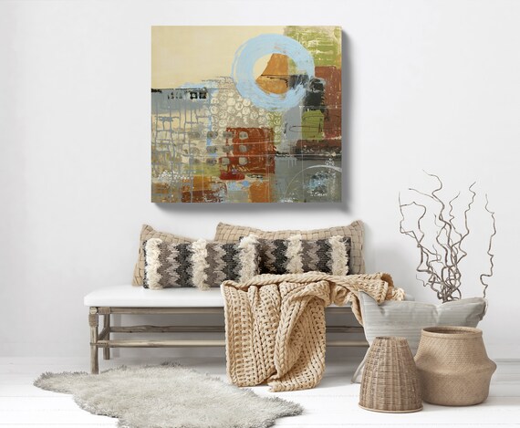 Abstract Neutral Colors Painting, Large Canvas Art Print, Abstract Neutral Wall Decor