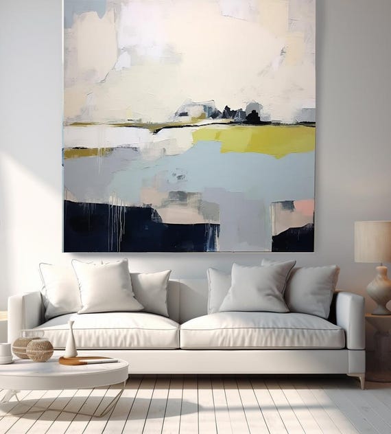 New Season 6. Huge Rustic Landscape Painting Canvas Art Print, Extra Large Green Beige Canvas Art Print, Landscape Painting, Scenic Art