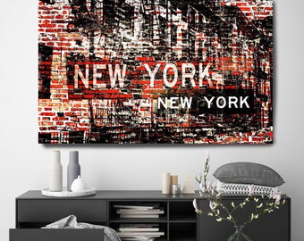 Impresión de lienzo urbano de Nueva York / Arte abstracto del paisaje urbano / Arte de la pared urbana / Pintura de la gran ciudad / Impresión de lienzo urbano