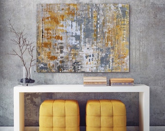 In the Realms of Gold. Abstract Paintings Art, Wall Decor, Large Abstract Colorful Contemporary Canvas Art Print up to 72" by Irena Orlov