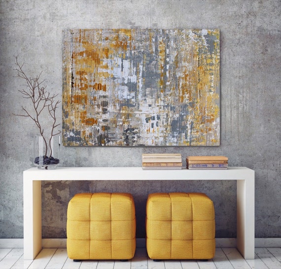 In the Realms of Gold. Abstract Paintings Art, Wall Decor, Large Abstract Colorful Contemporary Canvas Art Print up to 72" by Irena Orlov