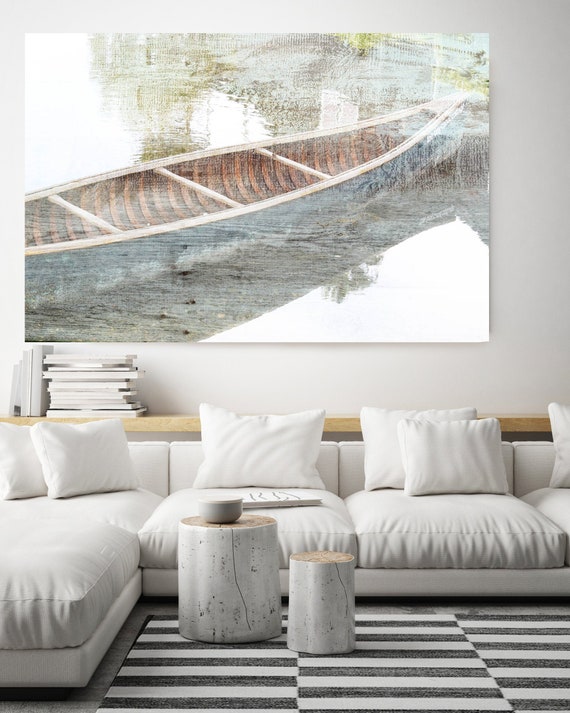 Wooden boat Canvas Art, Rustic Boat Art Beach Decor Coastal Wall Canvas Art Print, Fishing Boat, Seascape Art, nautical, Boat wall art