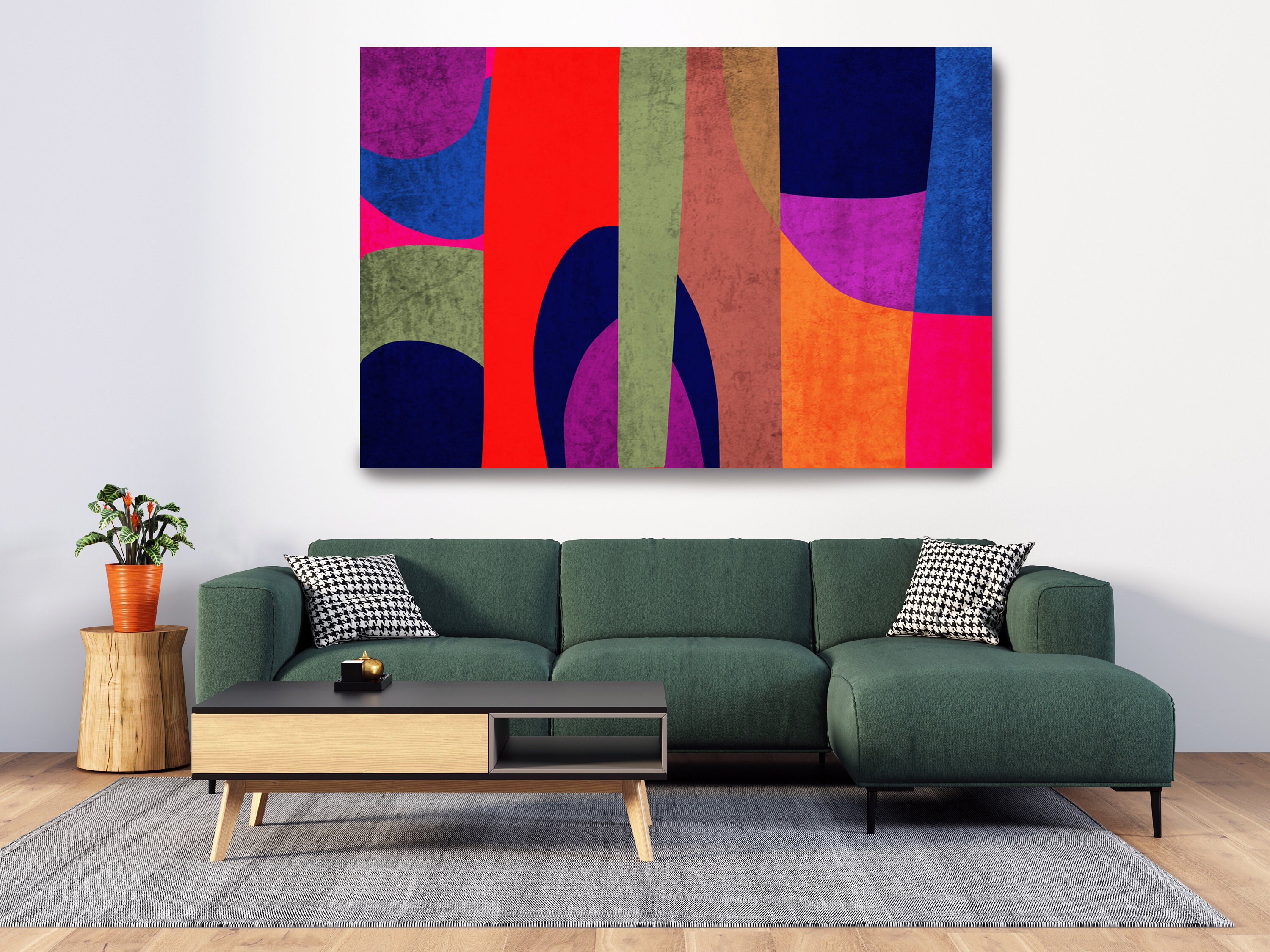 Mid Century Modern Wall Art Canvas Art Print Geometric Art, shape