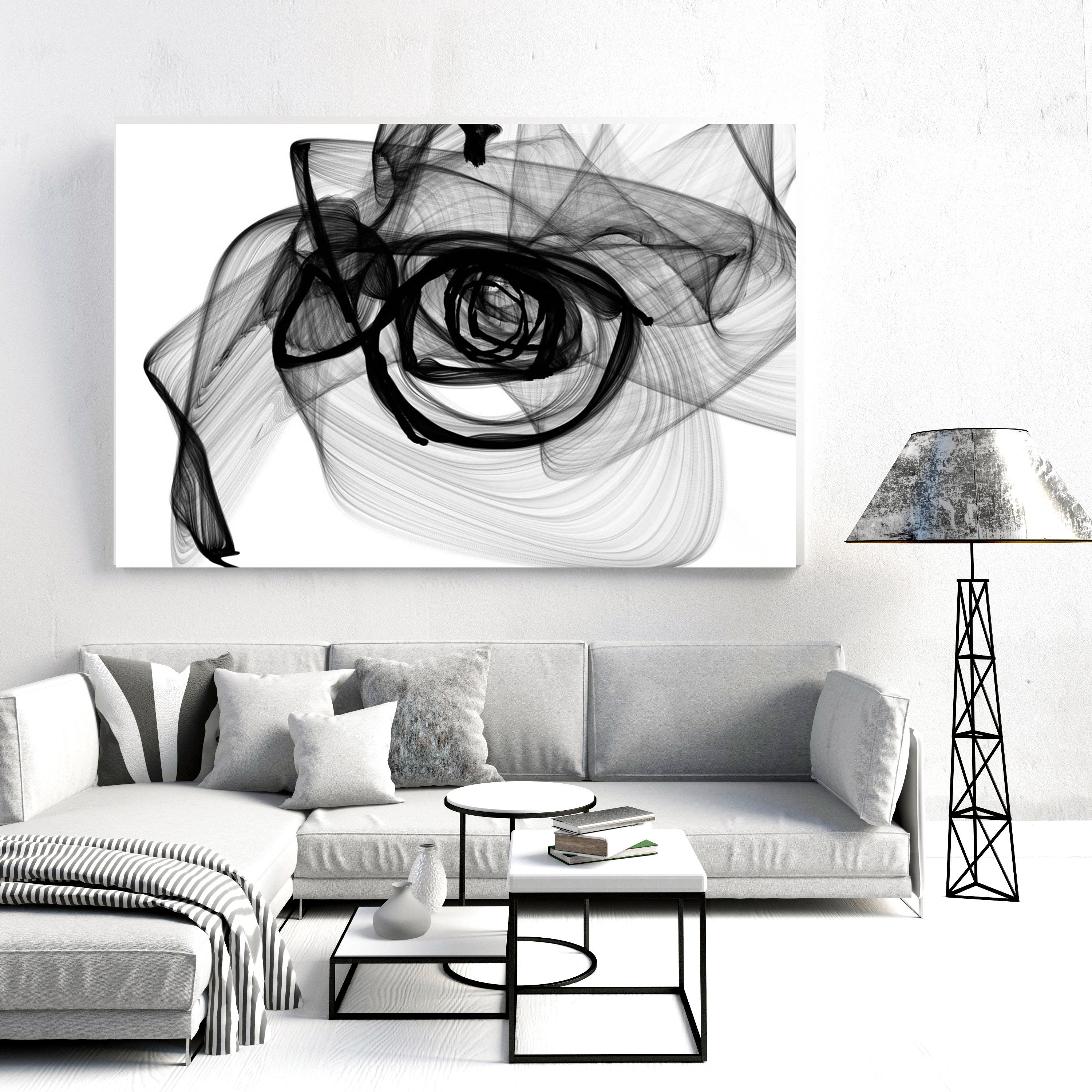 Black and white abstract painting. Insomnia. Abstract Canvas Fine Art