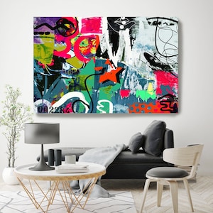 Graffiti Art, Street Art, Colorful Street Art Painting Print on Canvas, Large Canvas Print, Urban Canvas Print, All I could see